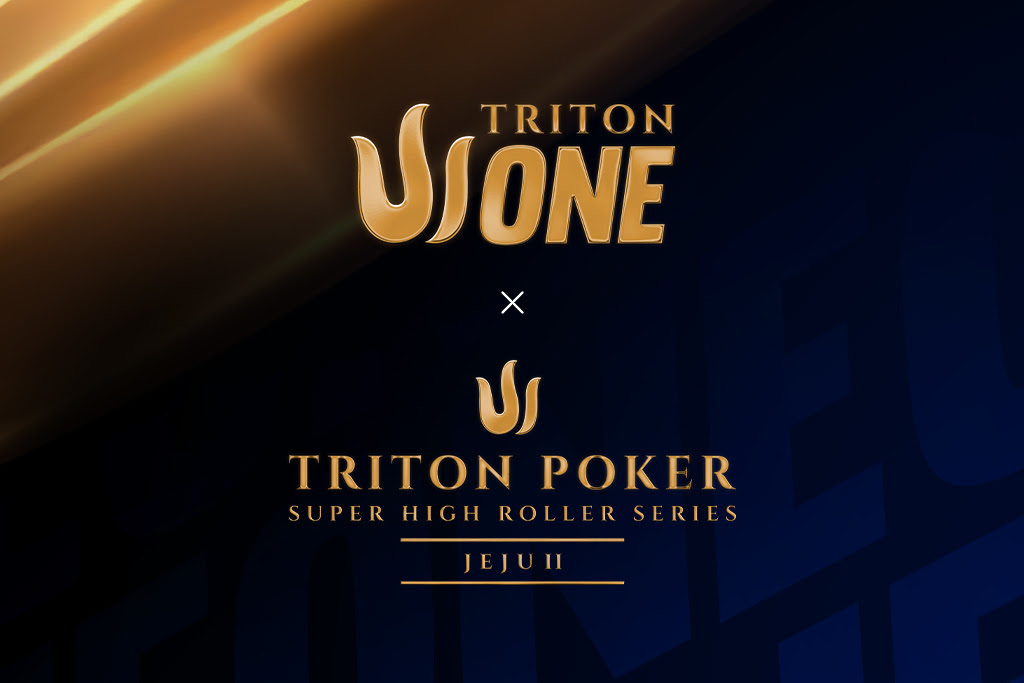 Triton one logo. Kullanvärinen logo mustalla pohjalla. Yläkulmassa kultaistä väriä. Tekstiä keskellä.