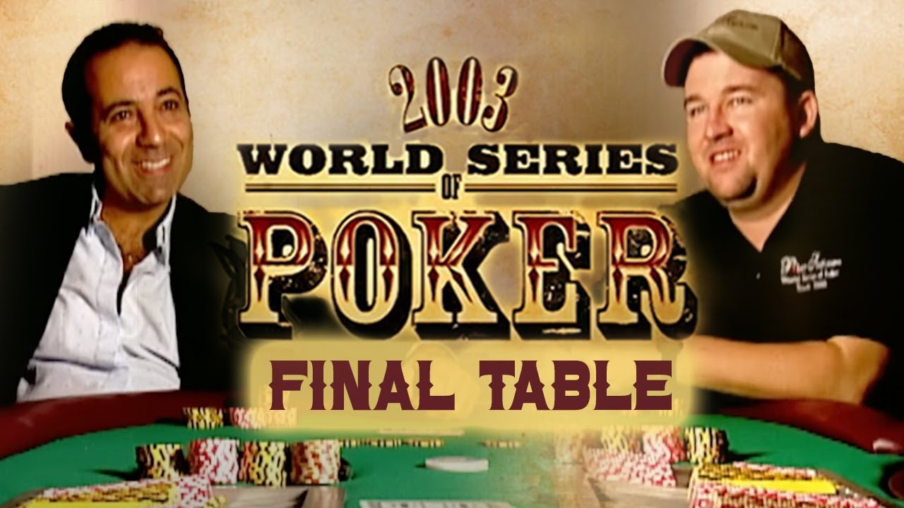 Kaksi miestä kasvot vastakkain. Keskellä teksti "World Series of Poker - Final table".