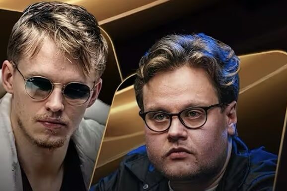 Ossi Ketola ja Elias Talvitie ovat oikeassa nurkassa ja vasemmalla lukee teskti: Heads-up battle 6 miljoonaa dollaria