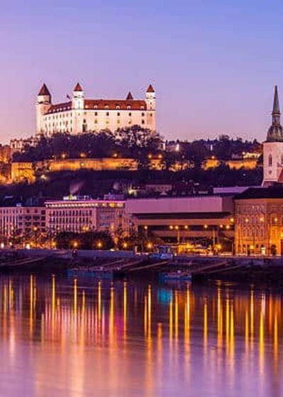 Beautiful night shot of Bratislava city, Slovakia