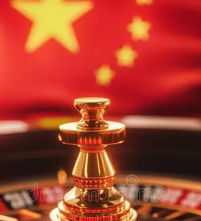 Kiinan lippu, jonka edessä on ruletti