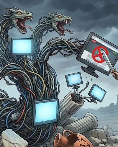 Kreikan mytologian Hydra, joka onkin tietokone. Hydraa vastaan taistelee antiikin kreikan sotilas.