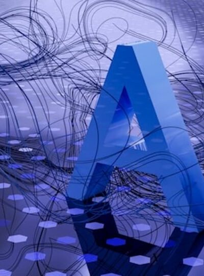 Keskellä on isot AI kirjamet. Tausta on violetin sävyinen. Kirjaimien päältä menee koko kuvan leveydeltä mustaa rihmastoa.