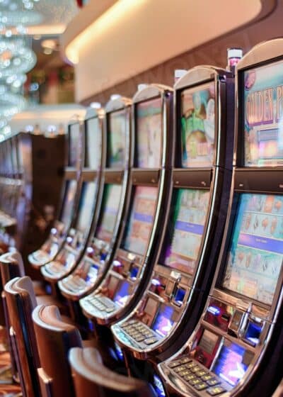 Pelikoneita eli slotteja rivissä kasinolla Las Vegasissa