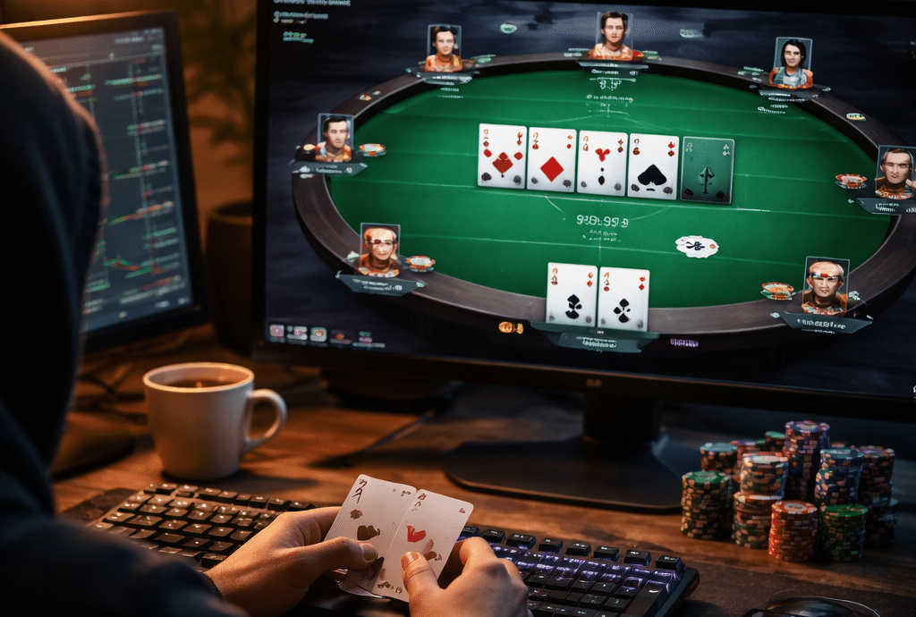 Nettipokeria pimeässä pelaava hahmo