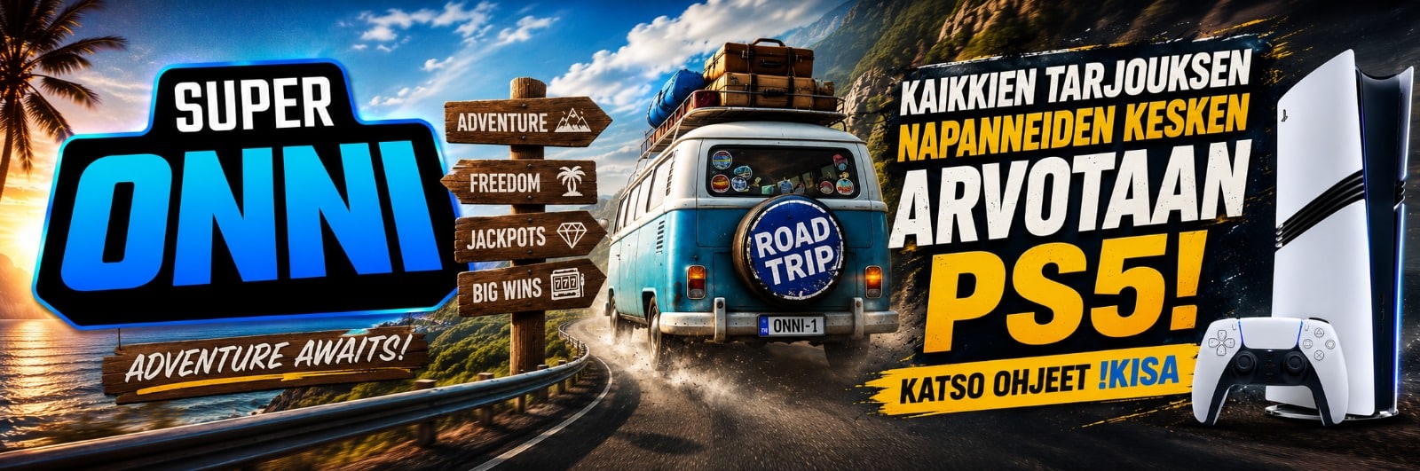 Super Onni Roadtrip to Julkkispelit – kaikkien tarjouksen napanneiden kesken arvotaan PS5