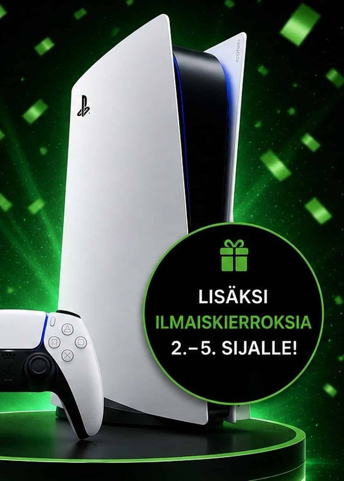 PlayStation 5 -konsoli ja ohjain – SuperOnni-kasinoarvonnan pääpalkinto